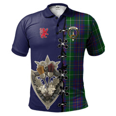 MacIntyre Inglis Tartan Polo Shirt - Lion Rampant And Celtic Thistle Style