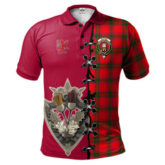 MacNab Modern Tartan Polo Shirt - Lion Rampant And Celtic Thistle Style