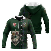 MacRae Tartan Hoodie - Lion Rampant And Celtic Thistle Style