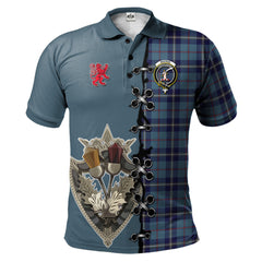MacRaes of America Tartan Polo Shirt - Lion Rampant And Celtic Thistle Style