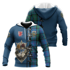 MacThomas Tartan Hoodie - Lion Rampant And Celtic Thistle Style