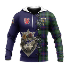 MacThomas Modern Tartan Hoodie - Lion Rampant And Celtic Thistle Style