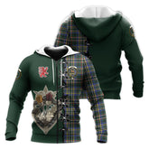 Scott Green Modern Tartan Hoodie - Lion Rampant And Celtic Thistle Style