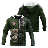 Stewart Hunting Tartan Hoodie - Lion Rampant And Celtic Thistle Style