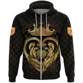 Scots Print Zipper Hoodie - Luckenbooth Thistle And Lion Style Zipper Hoodie