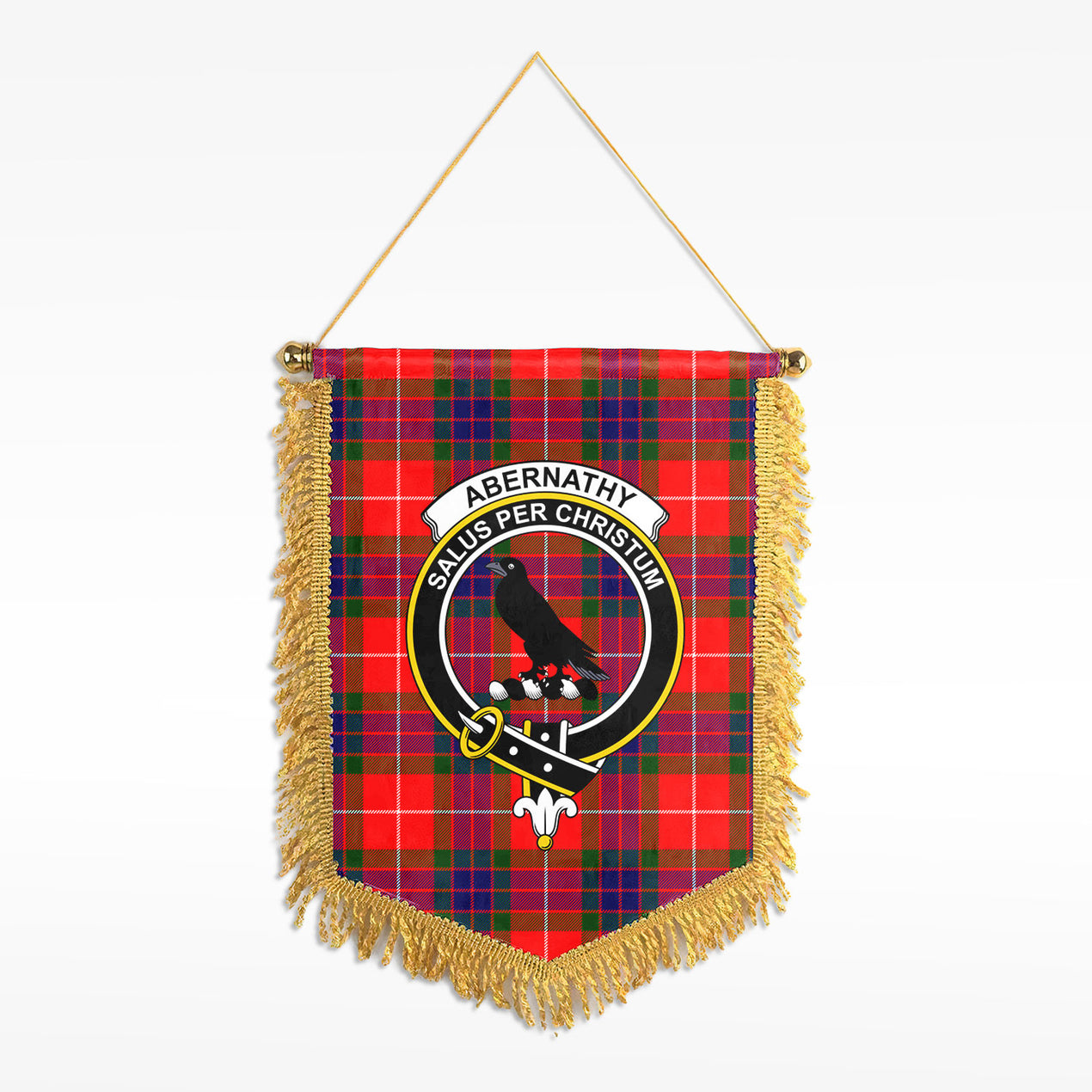 Black Watch Ancient Tartan Crest Wall Hanging Banner - Wood Pole