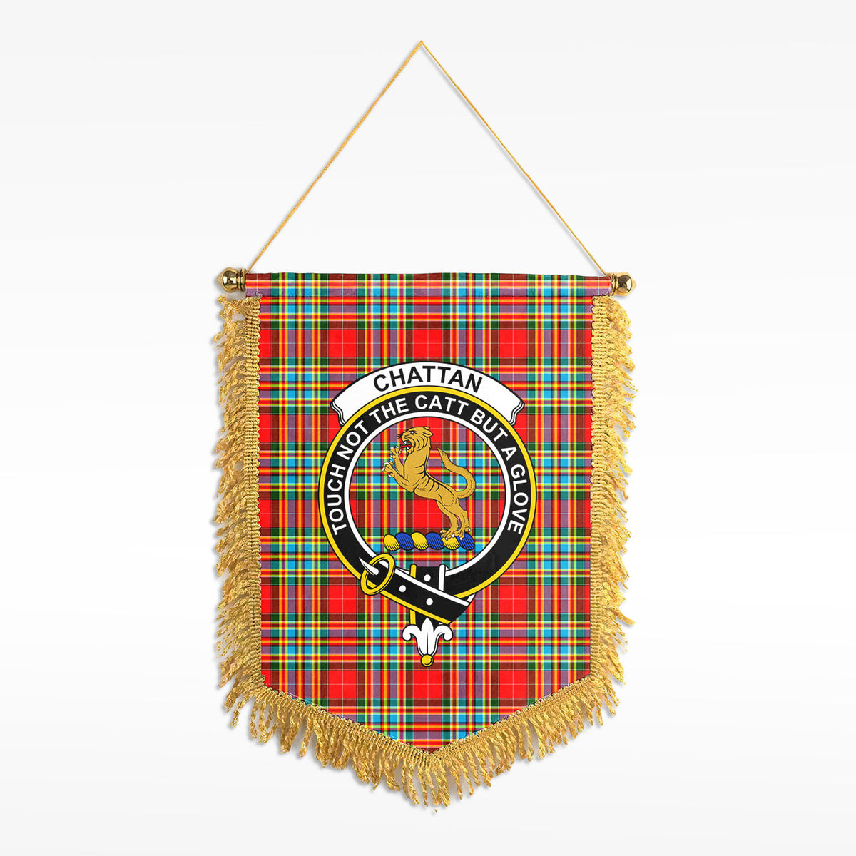 Chattan Tartan Crest Wall Hanging Banner