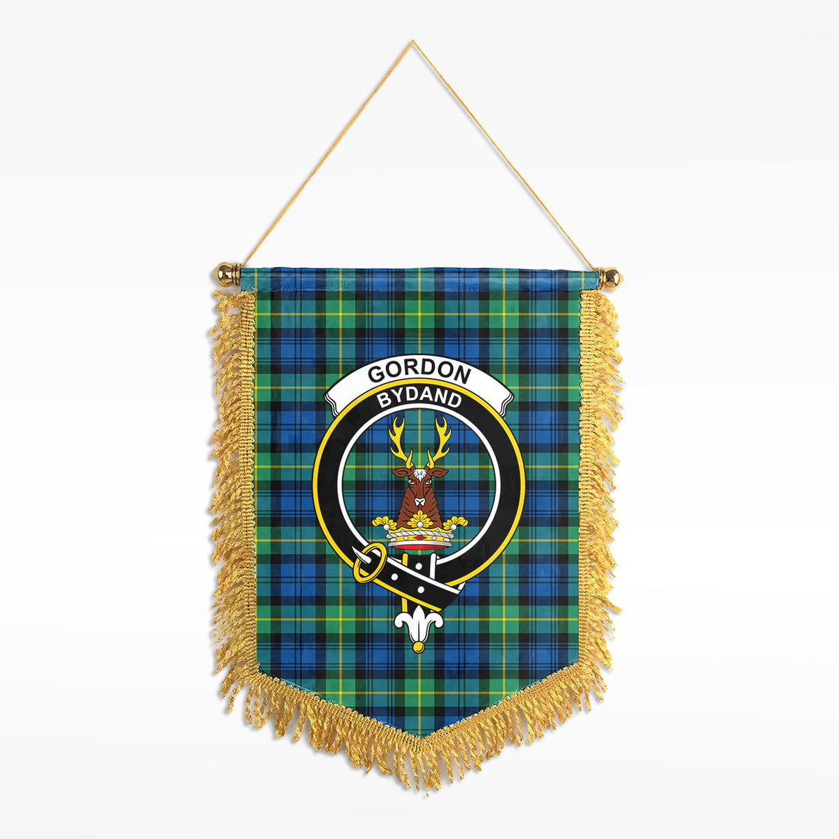 Gordon Ancient Tartan Crest Wall Hanging Banner