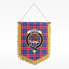 Graham of Menteith Red Tartan Crest Wall Hanging Banner