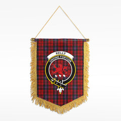 Kelly of Sleat Red Tartan Crest Wall Hanging Banner