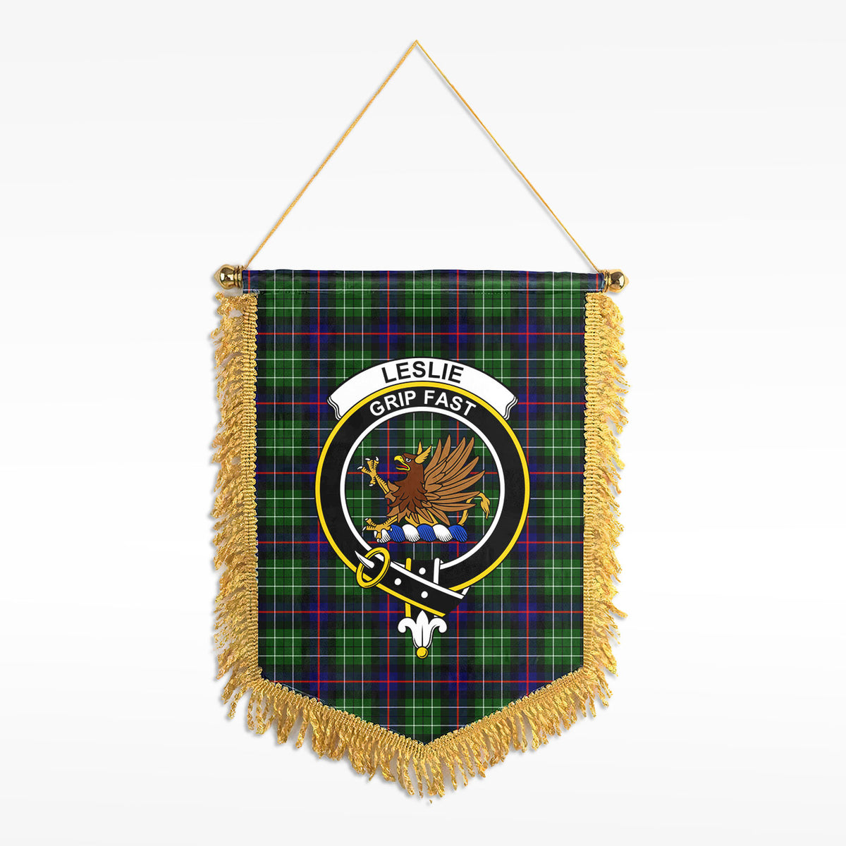 Leslie Hunting Tartan Crest Wall Hanging Banner