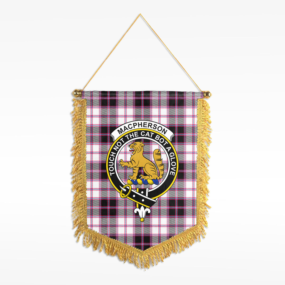 MacPherson Hunting Modern Tartan Crest Wall Hanging Banner