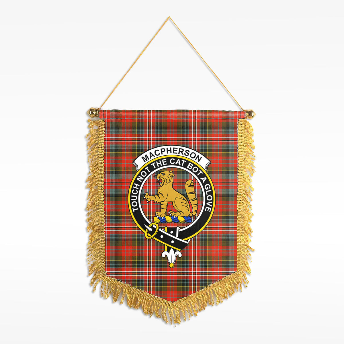 MacPherson Weathered Tartan Crest Wall Hanging Banner