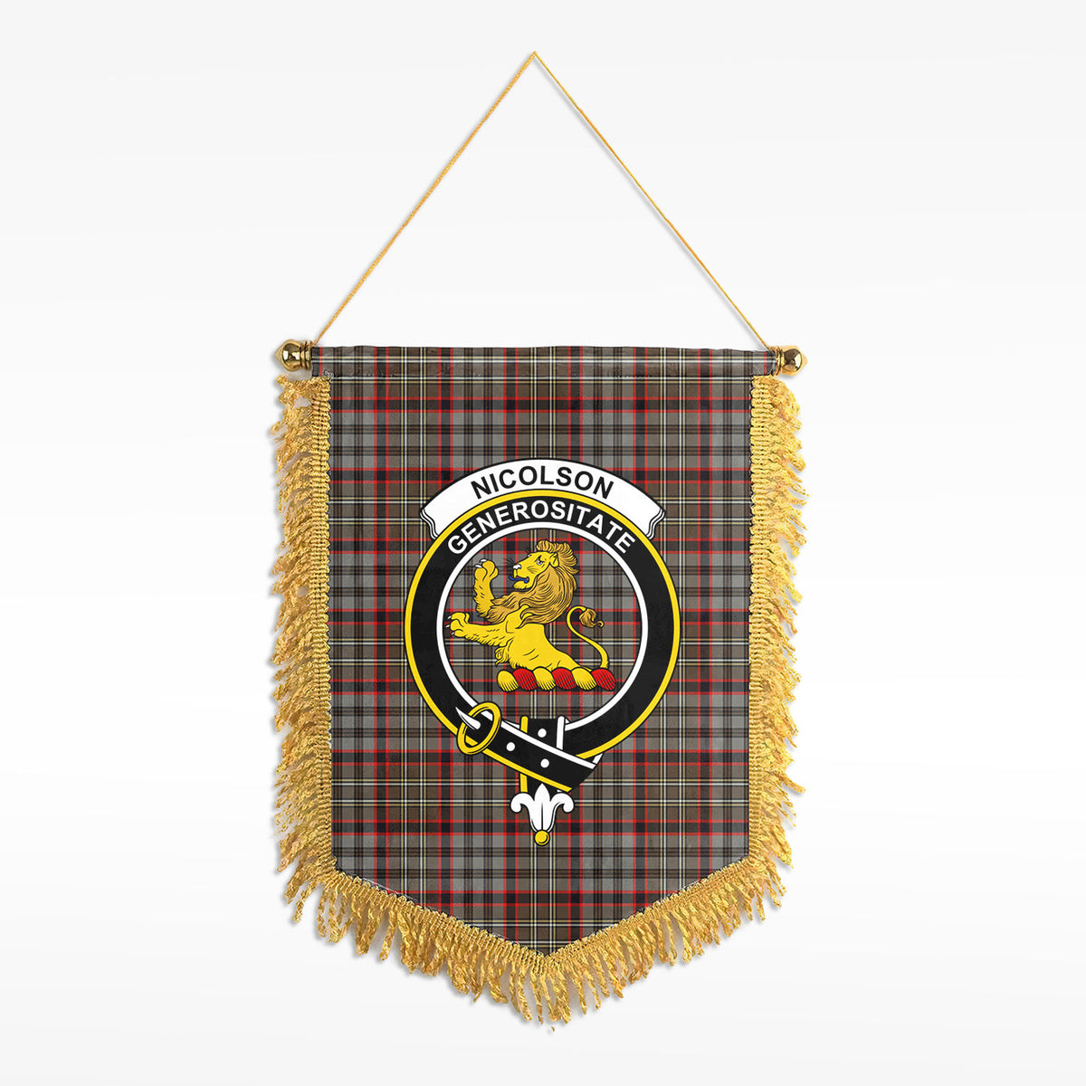 Nicolson Hunting Weathered Tartan Crest Wall Hanging Banner