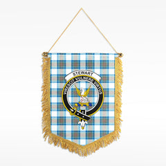 Stewart Muted Blue Tartan Crest Wall Hanging Banner