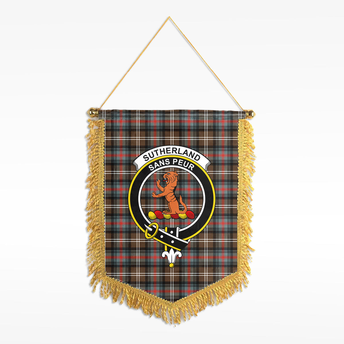 Sutherland Weathered Tartan Crest Wall Hanging Banner