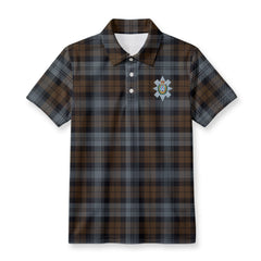 Black Watch Weathered Tartan Crest Birdseye Mesh Polo Shirt