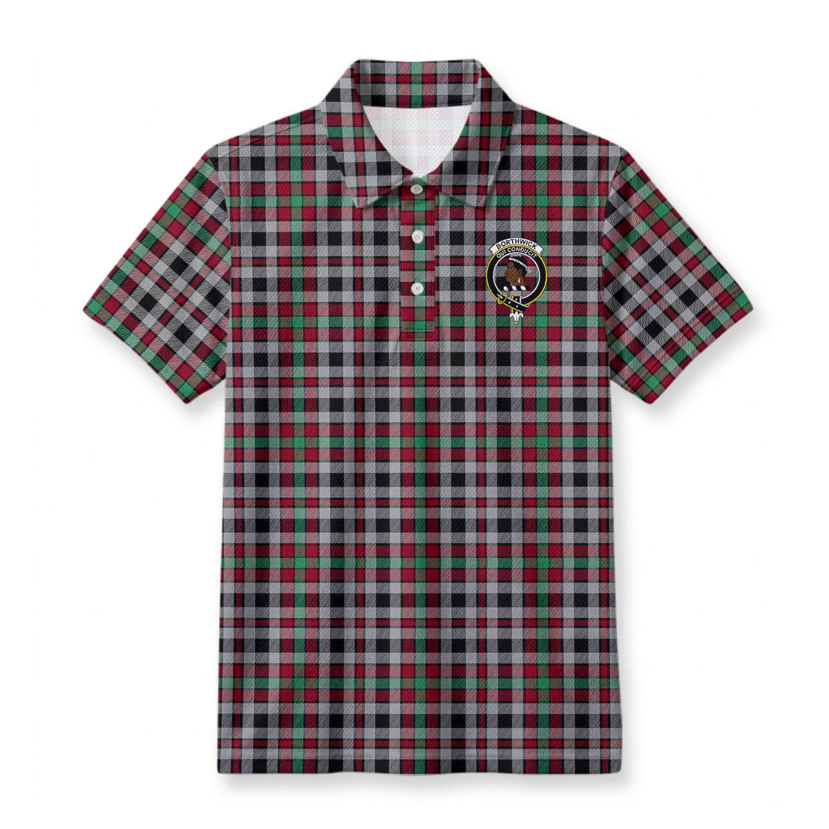 Borthwick Ancient Tartan Crest Birdseye Mesh Polo Shirt