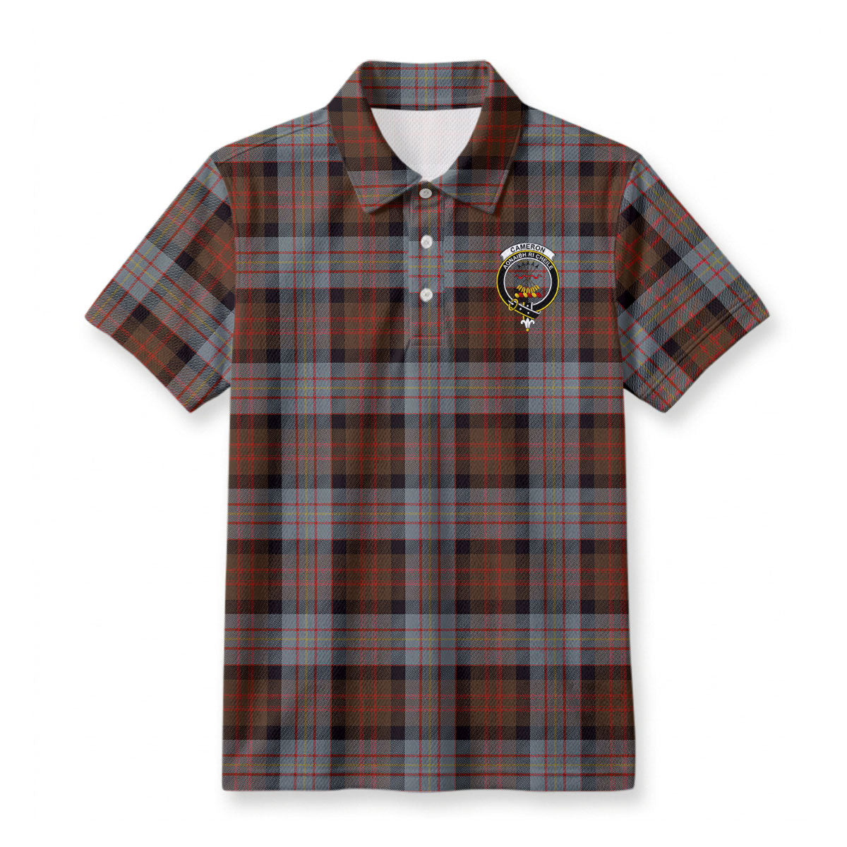 Cameron of Erracht Weathered Tartan Crest Birdseye Mesh Polo Shirt