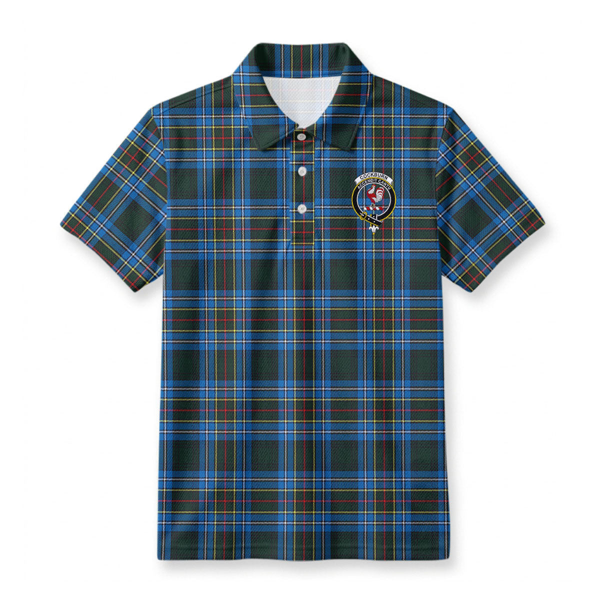 Cockburn Modern Tartan Crest Birdseye Mesh Polo Shirt