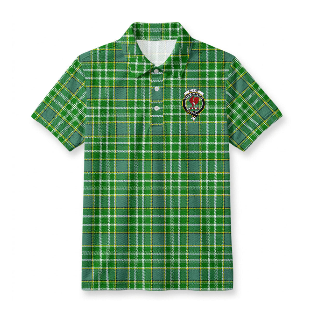 Currie Tartan Crest Birdseye Mesh Polo Shirt