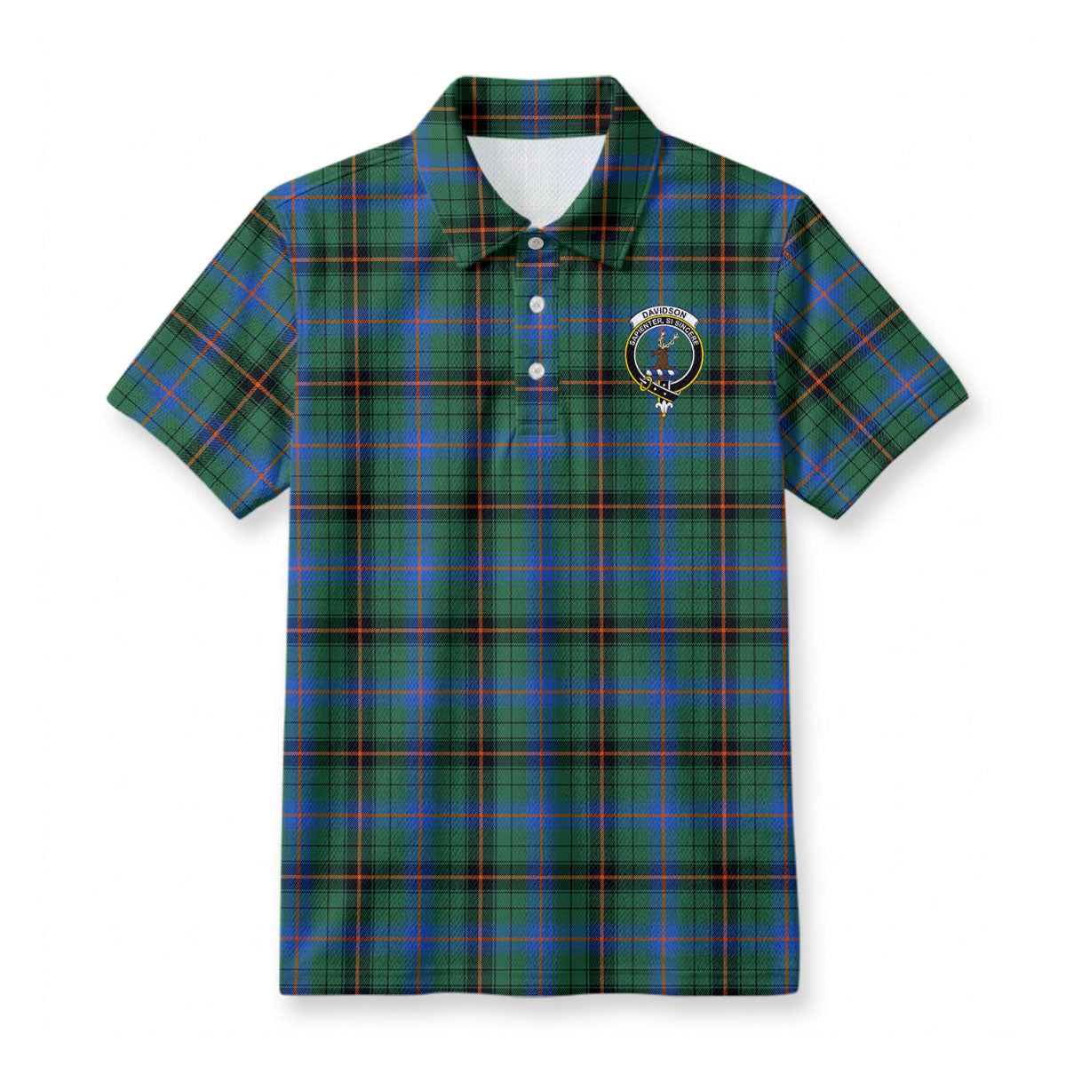 Davidson Ancient Tartan Crest Birdseye Mesh Polo Shirt