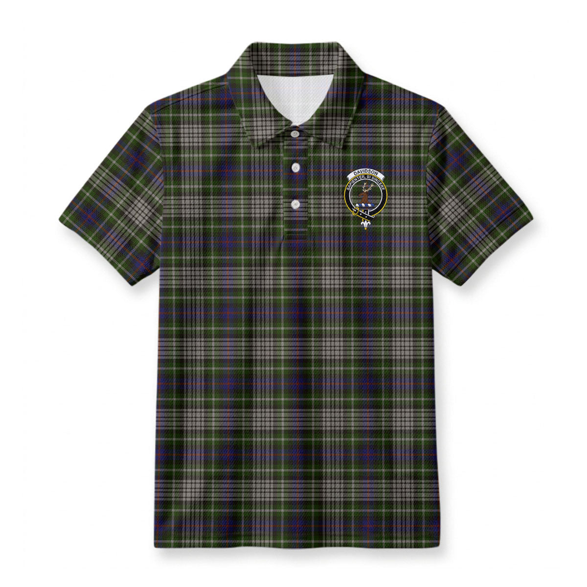 Davidson Tulloch Dress Tartan Crest Birdseye Mesh Polo Shirt