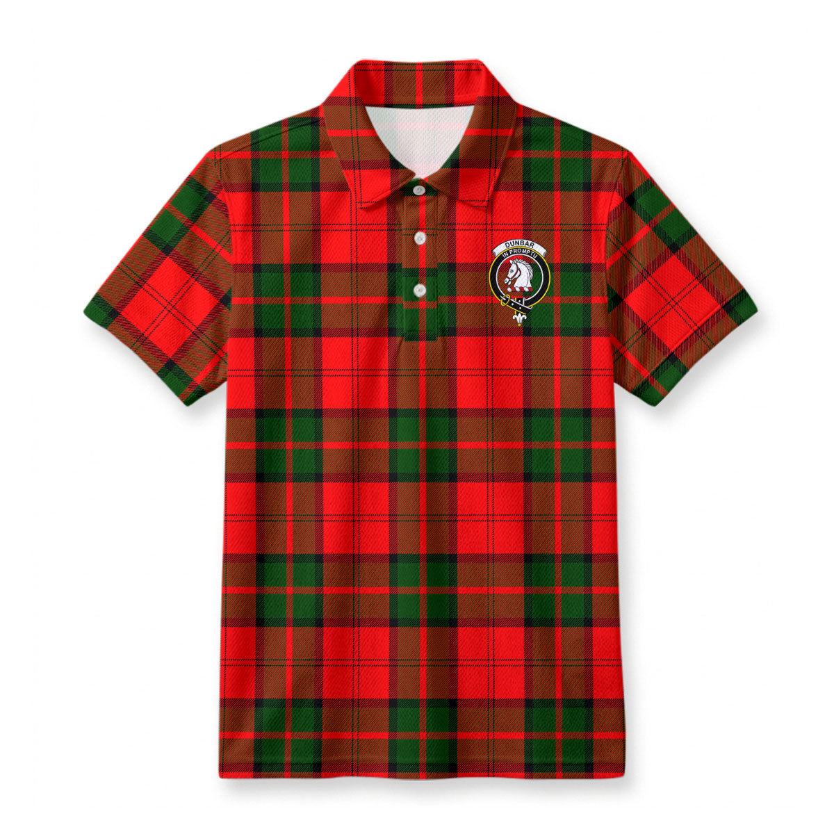 Dunbar Modern Tartan Crest Birdseye Mesh Polo Shirt