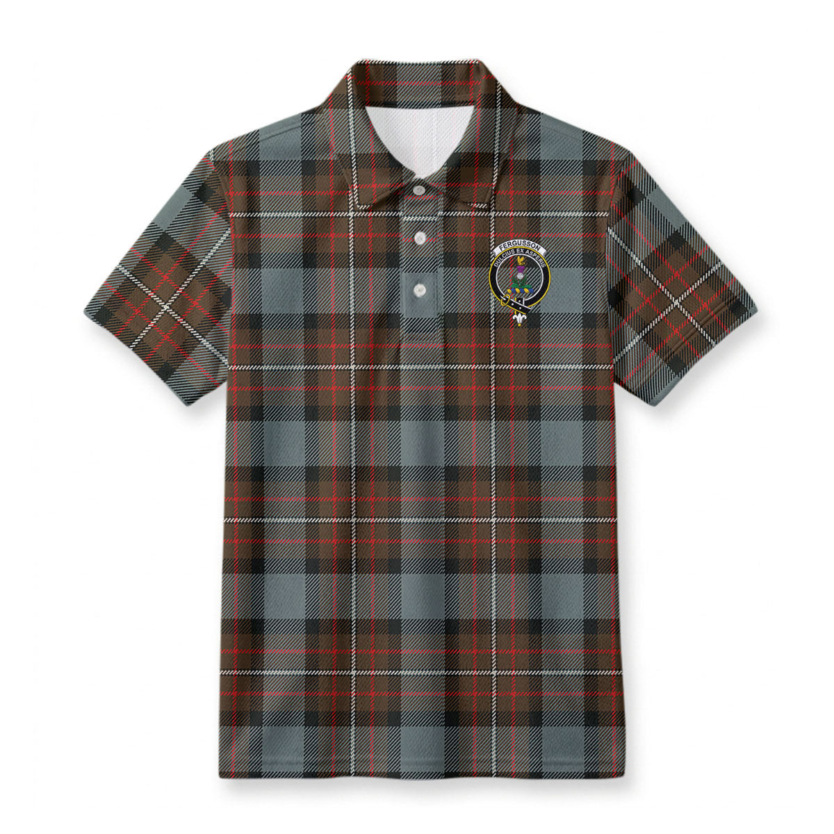 Fergusson Weathered Tartan Crest Birdseye Mesh Polo Shirt