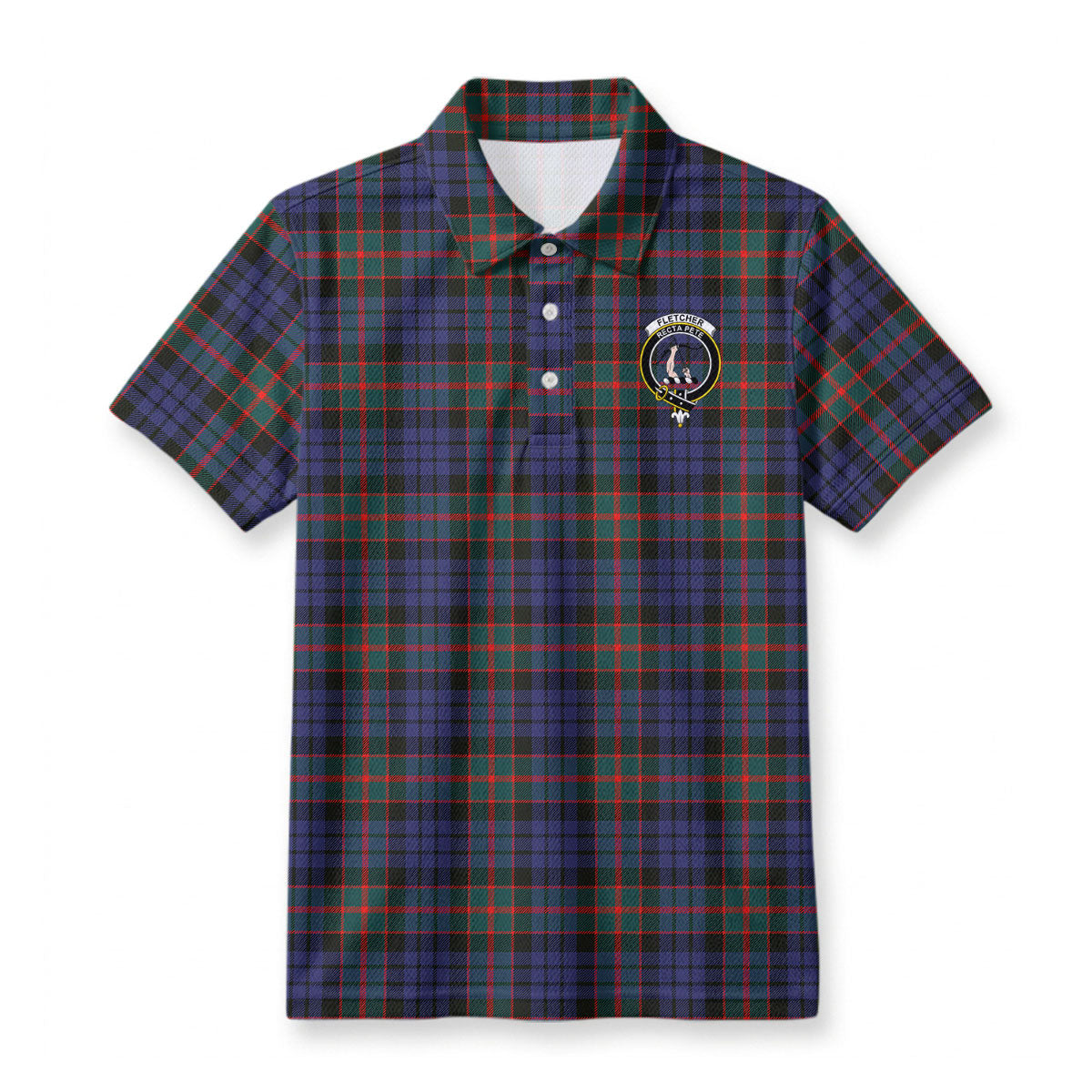Fletcher of Dunans Tartan Crest Birdseye Mesh Polo Shirt