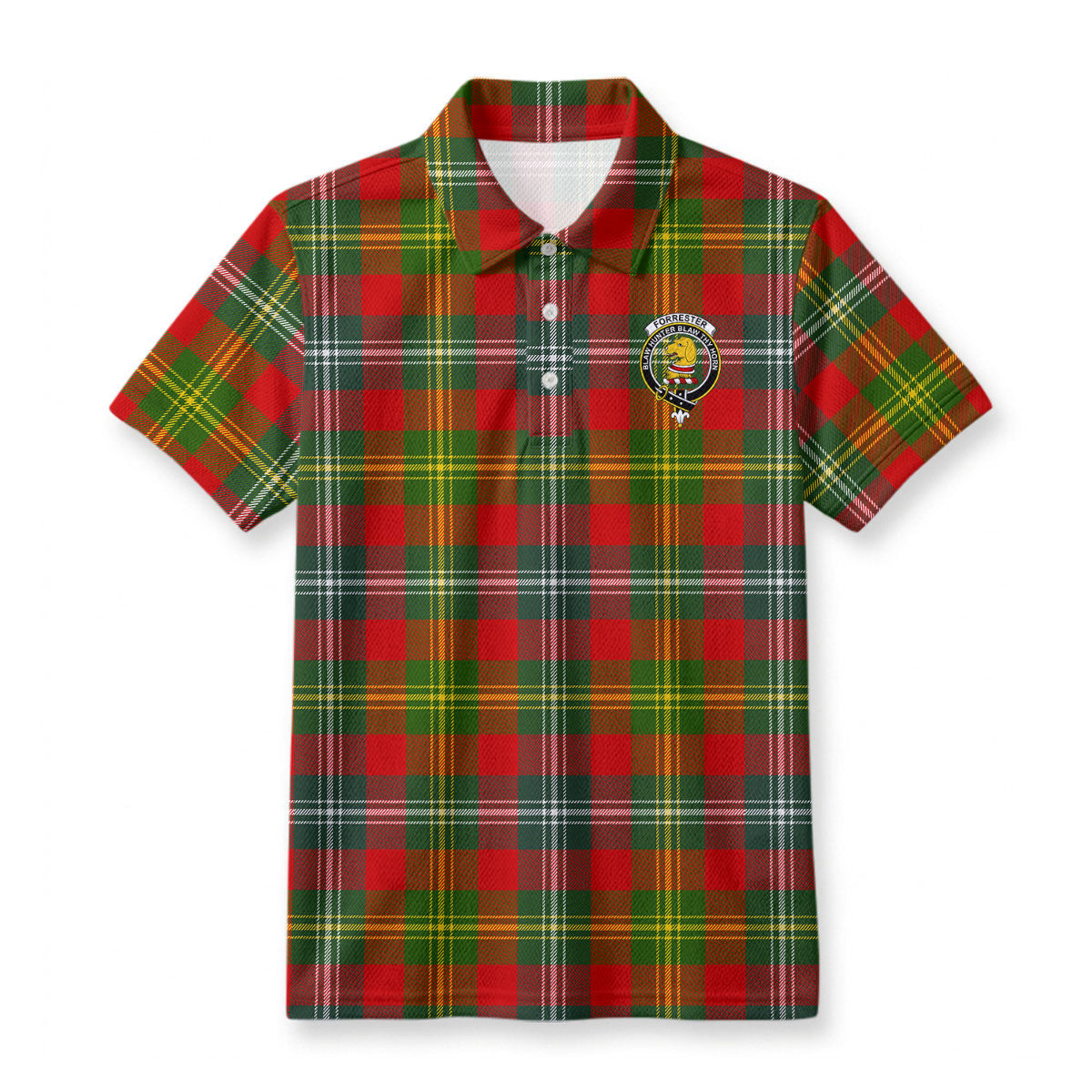 Forrester Tartan Crest Birdseye Mesh Polo Shirt