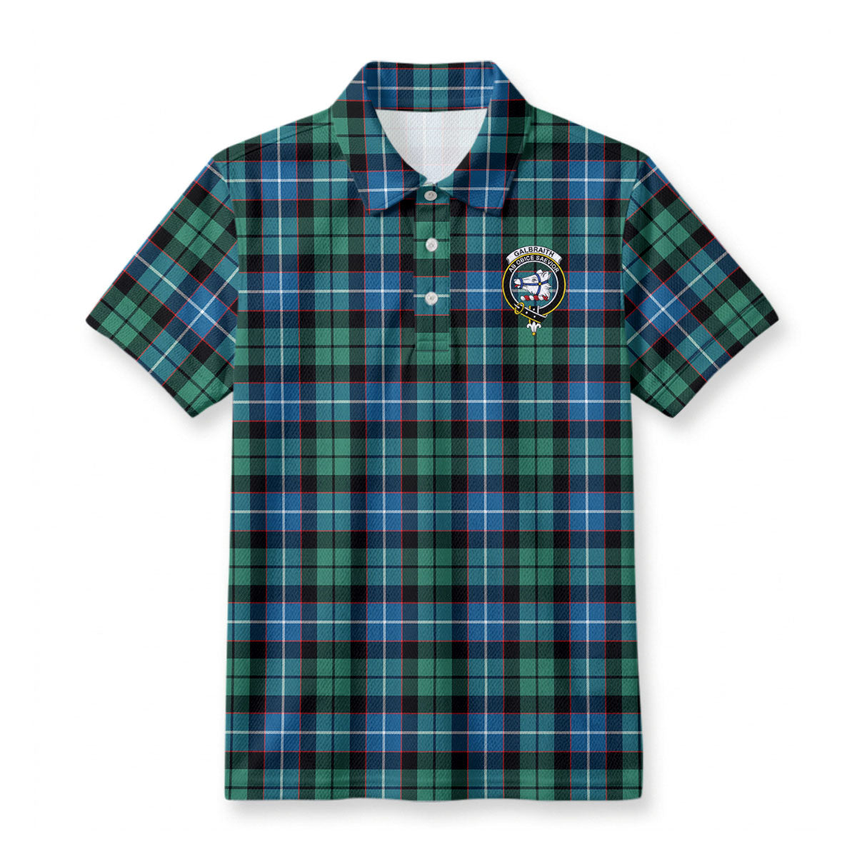 Galbraith Ancient Tartan Crest Birdseye Mesh Polo Shirt