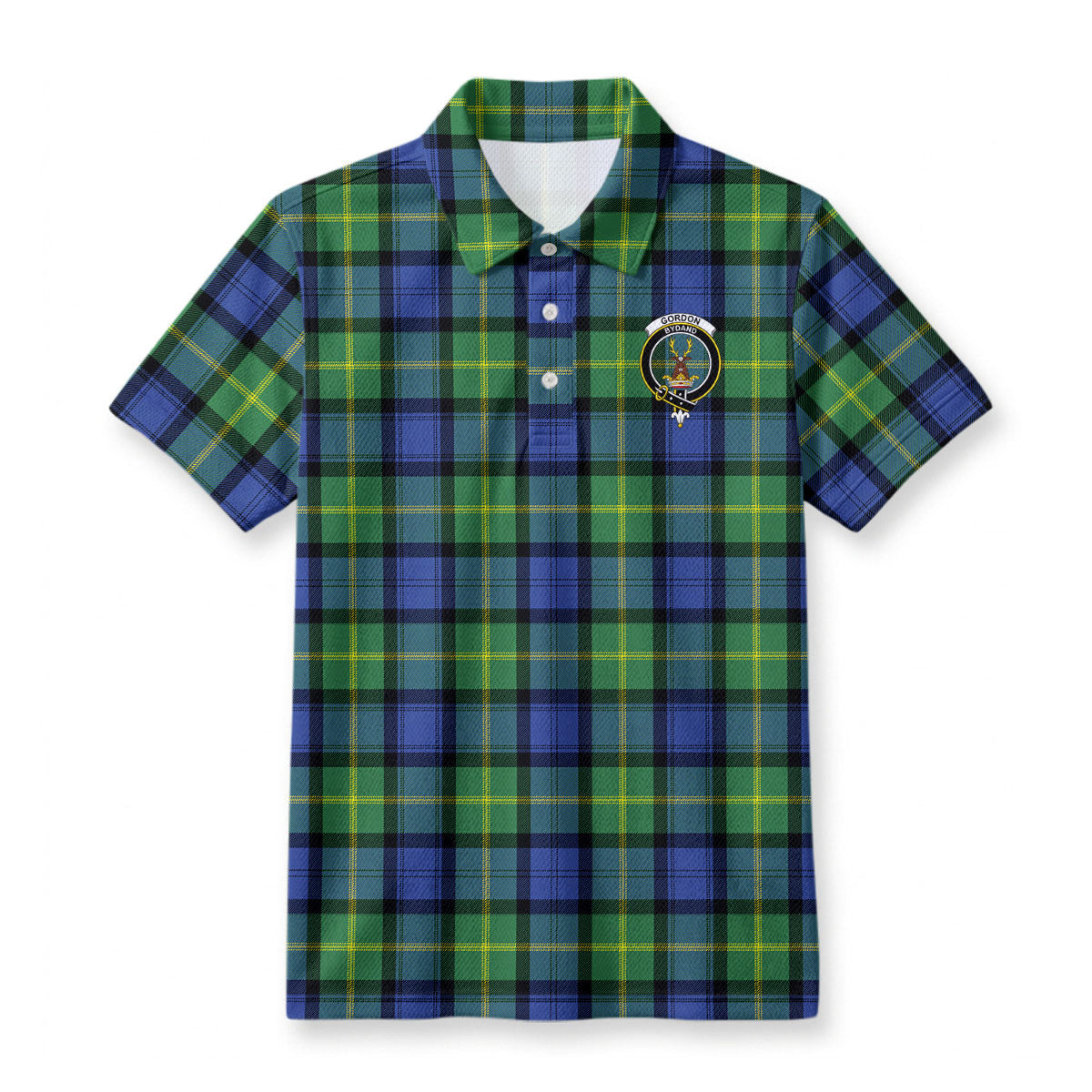 Gordon Old Ancient Tartan Crest Birdseye Mesh Polo Shirt