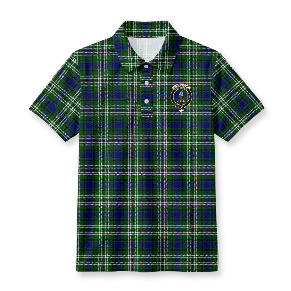 Haliburton Tartan Crest Birdseye Mesh Polo Shirt