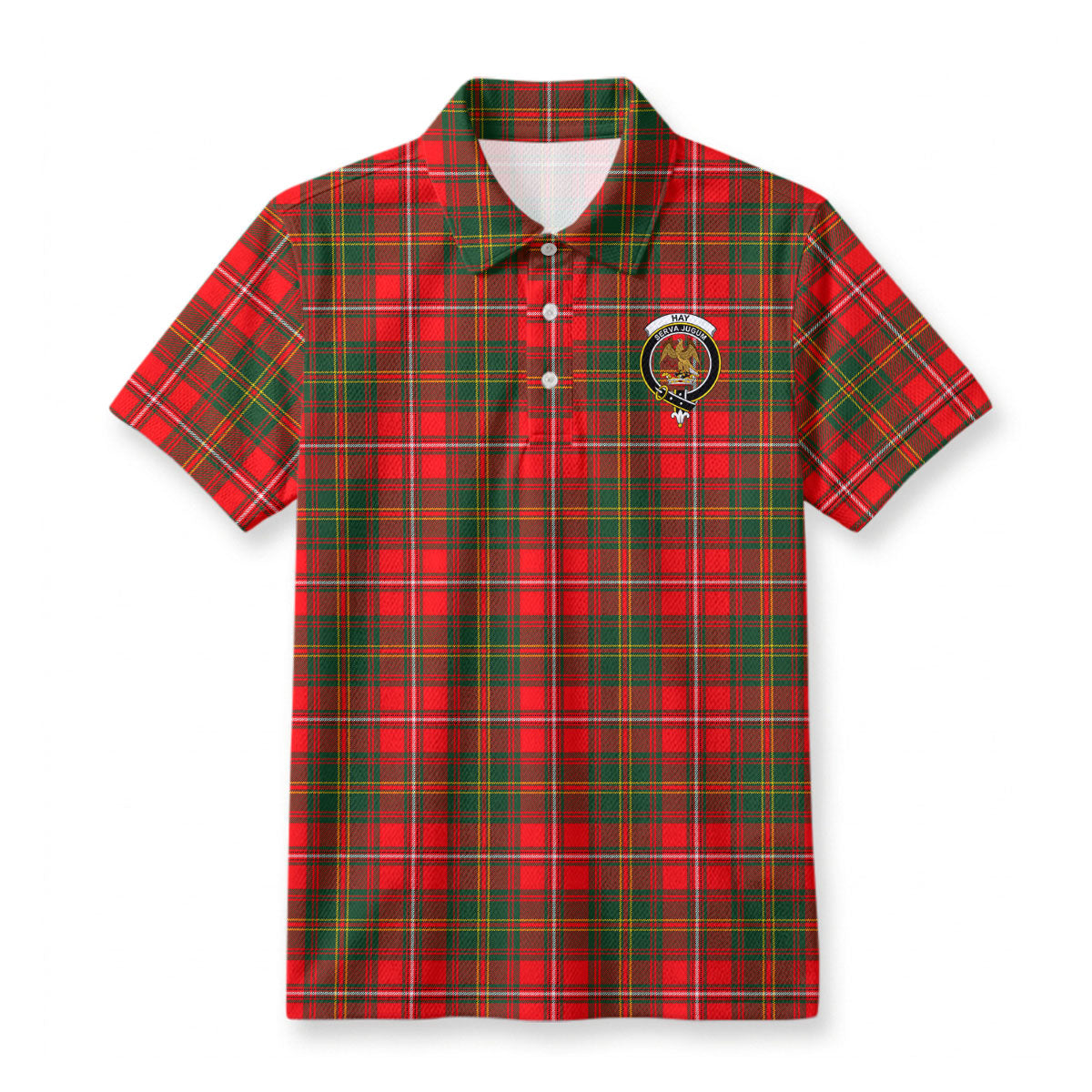Hay Modern Tartan Crest Birdseye Mesh Polo Shirt