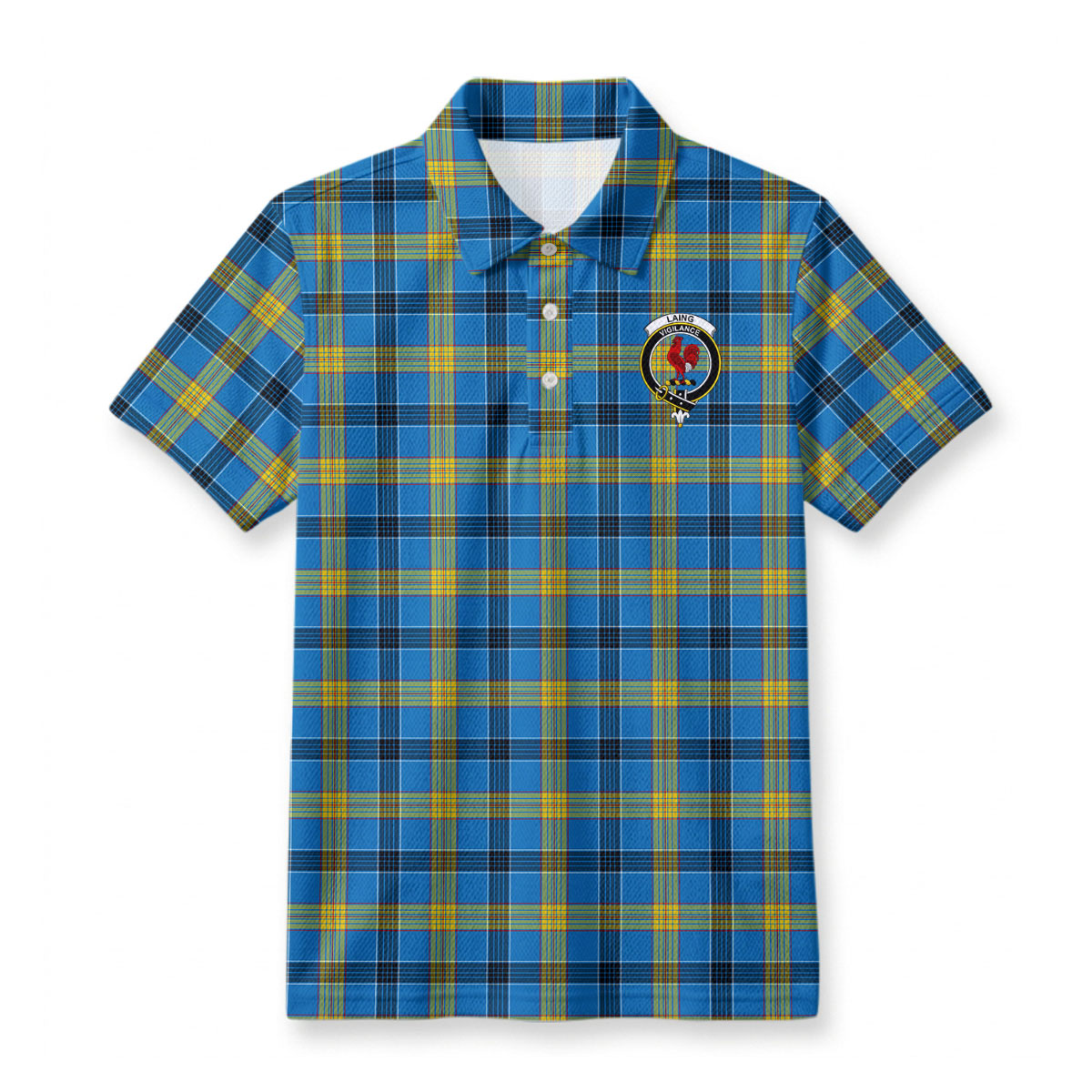 Laing Tartan Crest Birdseye Mesh Polo Shirt
