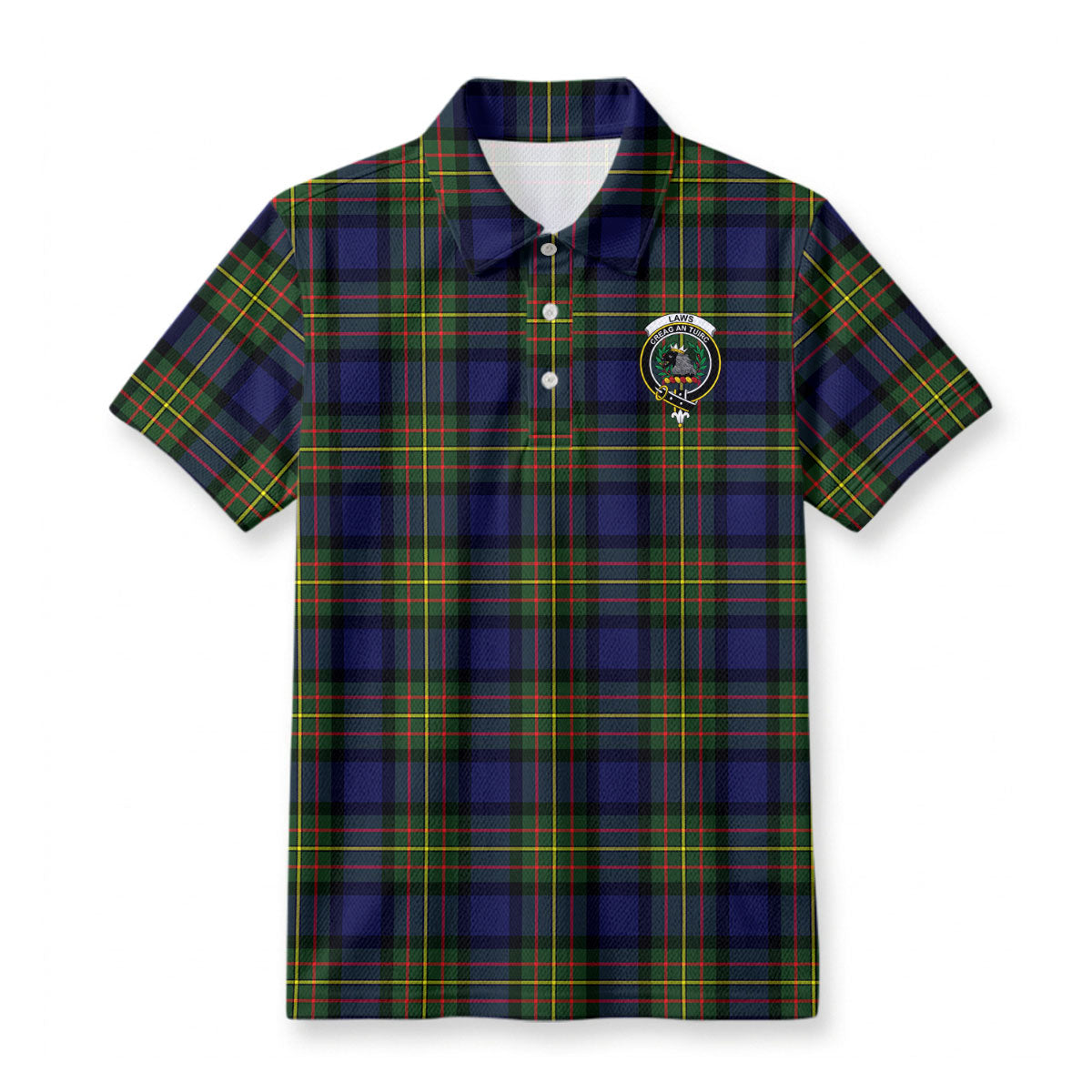 Laws Tartan Crest Birdseye Mesh Polo Shirt