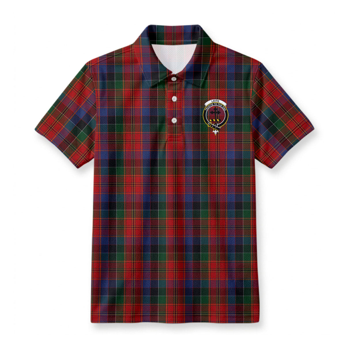 Leith Tartan Crest Birdseye Mesh Polo Shirt