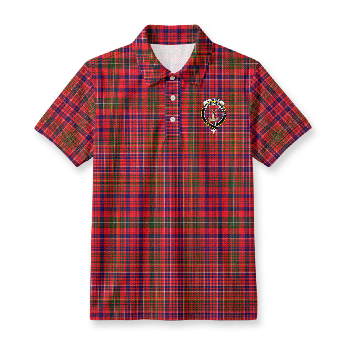 Lumsden Modern Tartan Crest Birdseye Mesh Polo Shirt