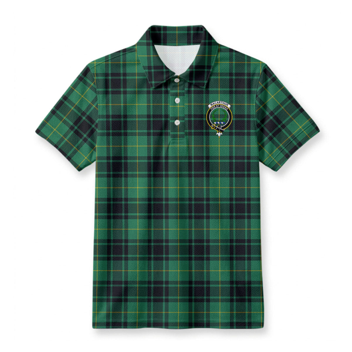 MacArthur Ancient Tartan Crest Birdseye Mesh Polo Shirt