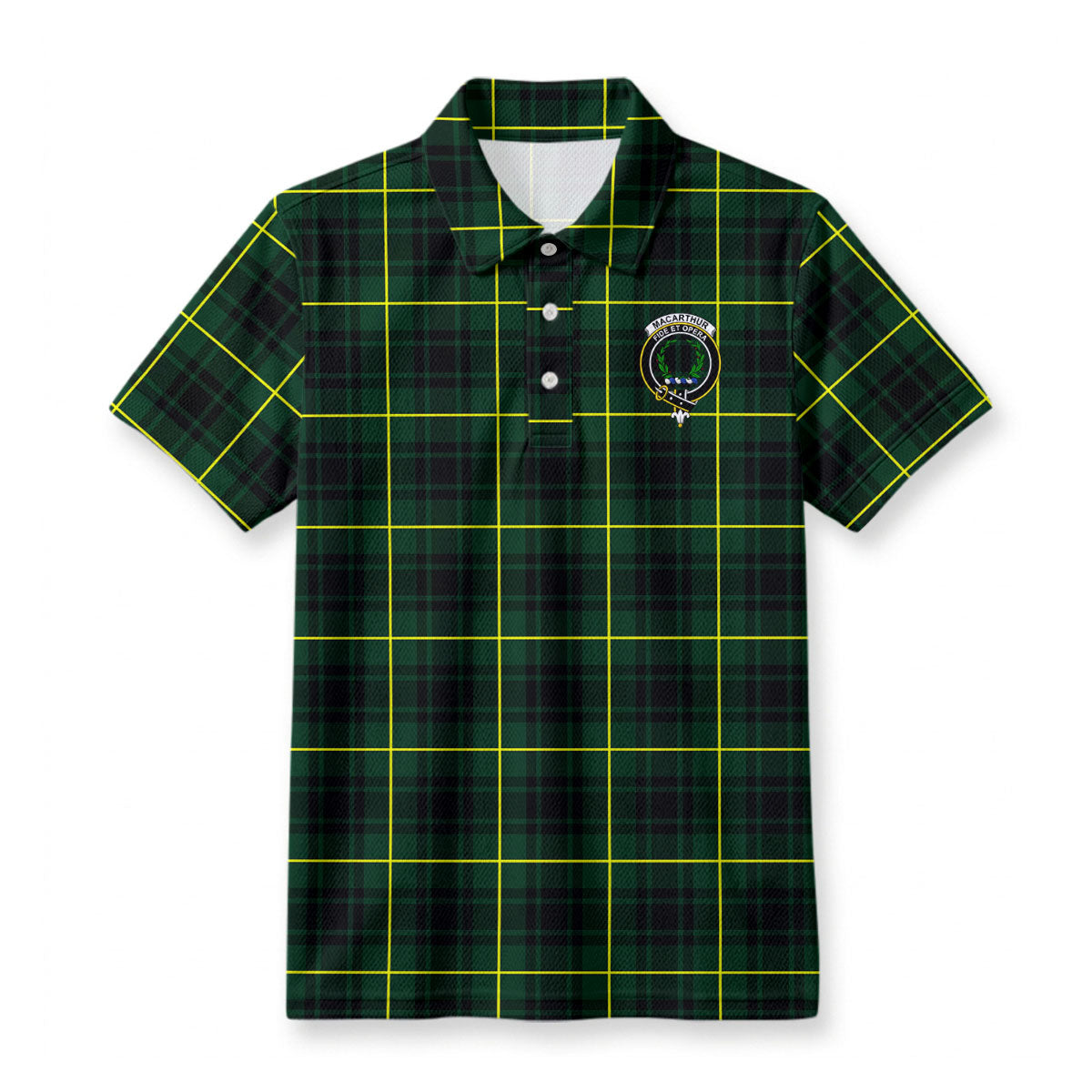 MacArthur Modern Tartan Crest Birdseye Mesh Polo Shirt