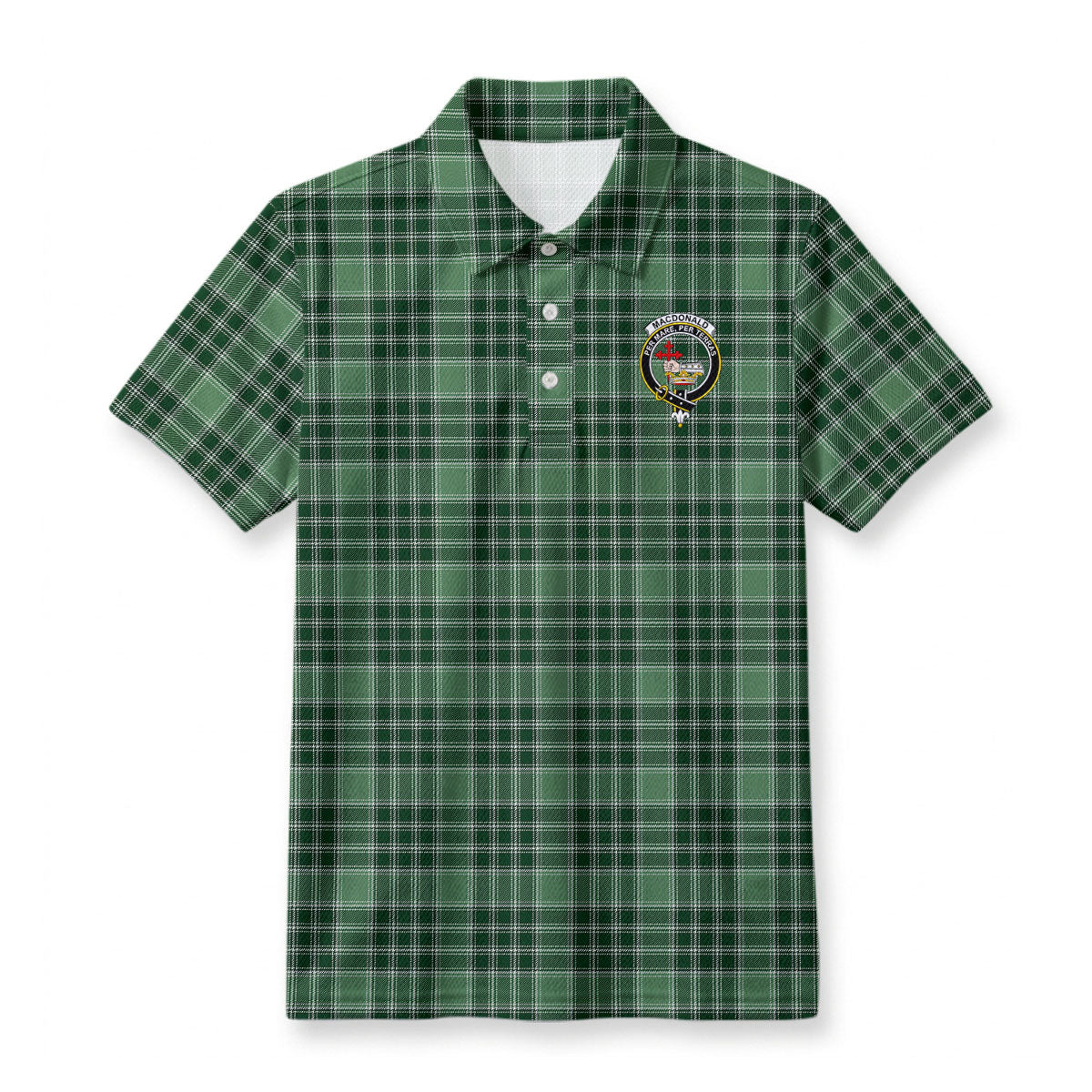 MacDonald Lord of the Isles Hunting Tartan Crest Birdseye Mesh Polo Shirt