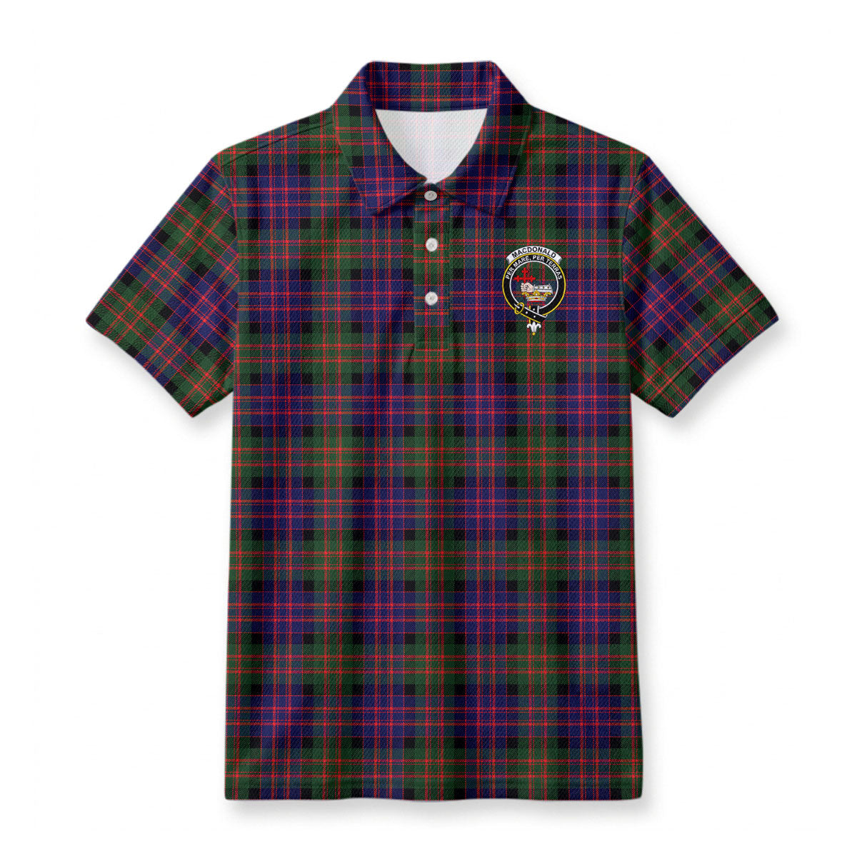 MacDonald Modern Tartan Crest Birdseye Mesh Polo Shirt