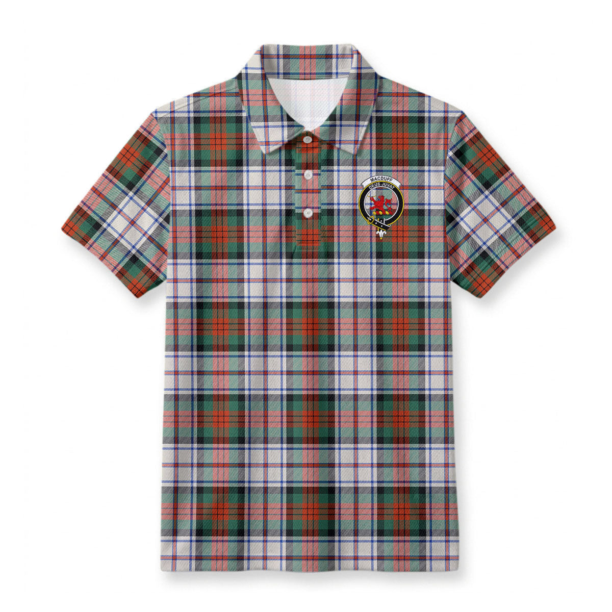 MacDuff Dress Ancient Tartan Crest Birdseye Mesh Polo Shirt