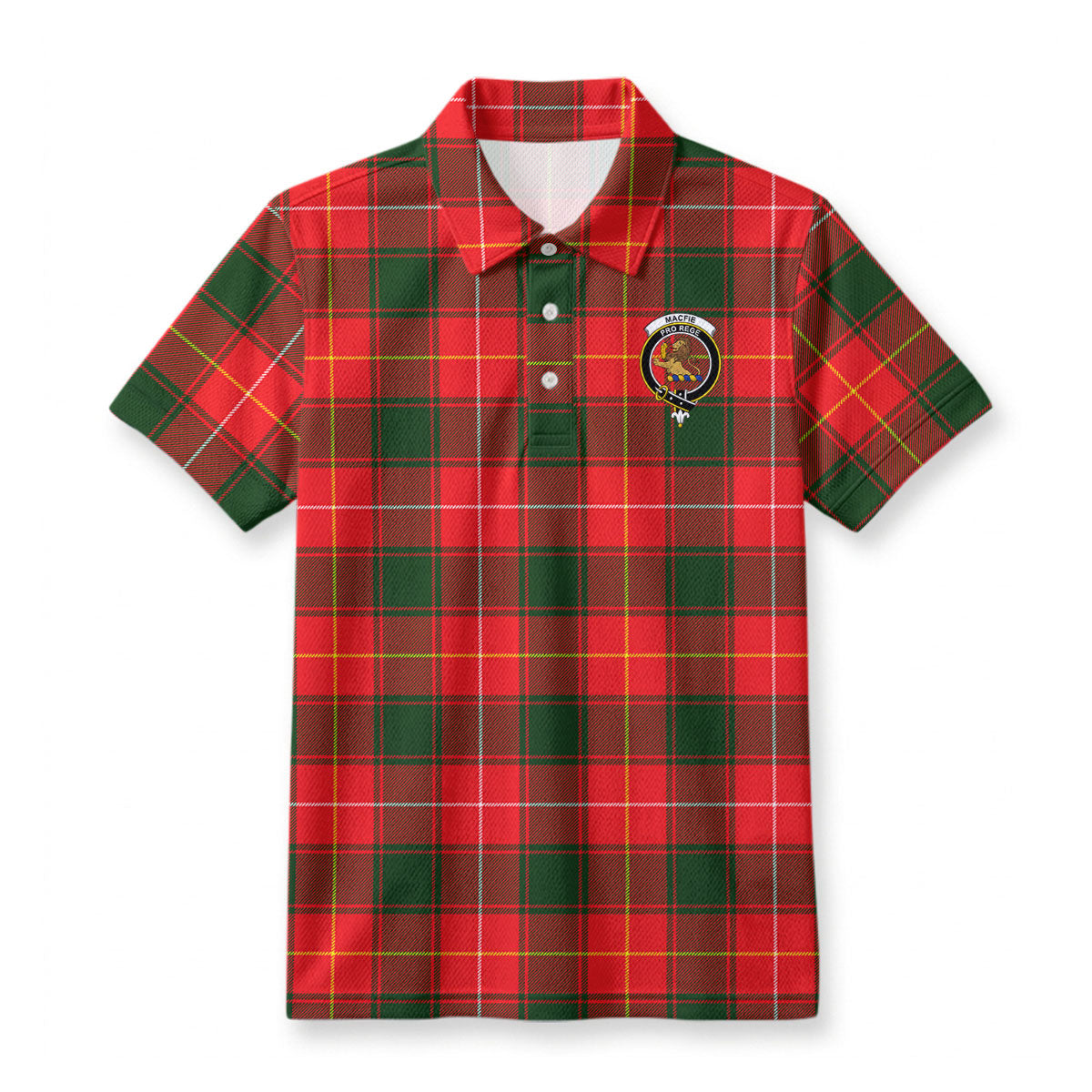 MacFie Tartan Crest Birdseye Mesh Polo Shirt