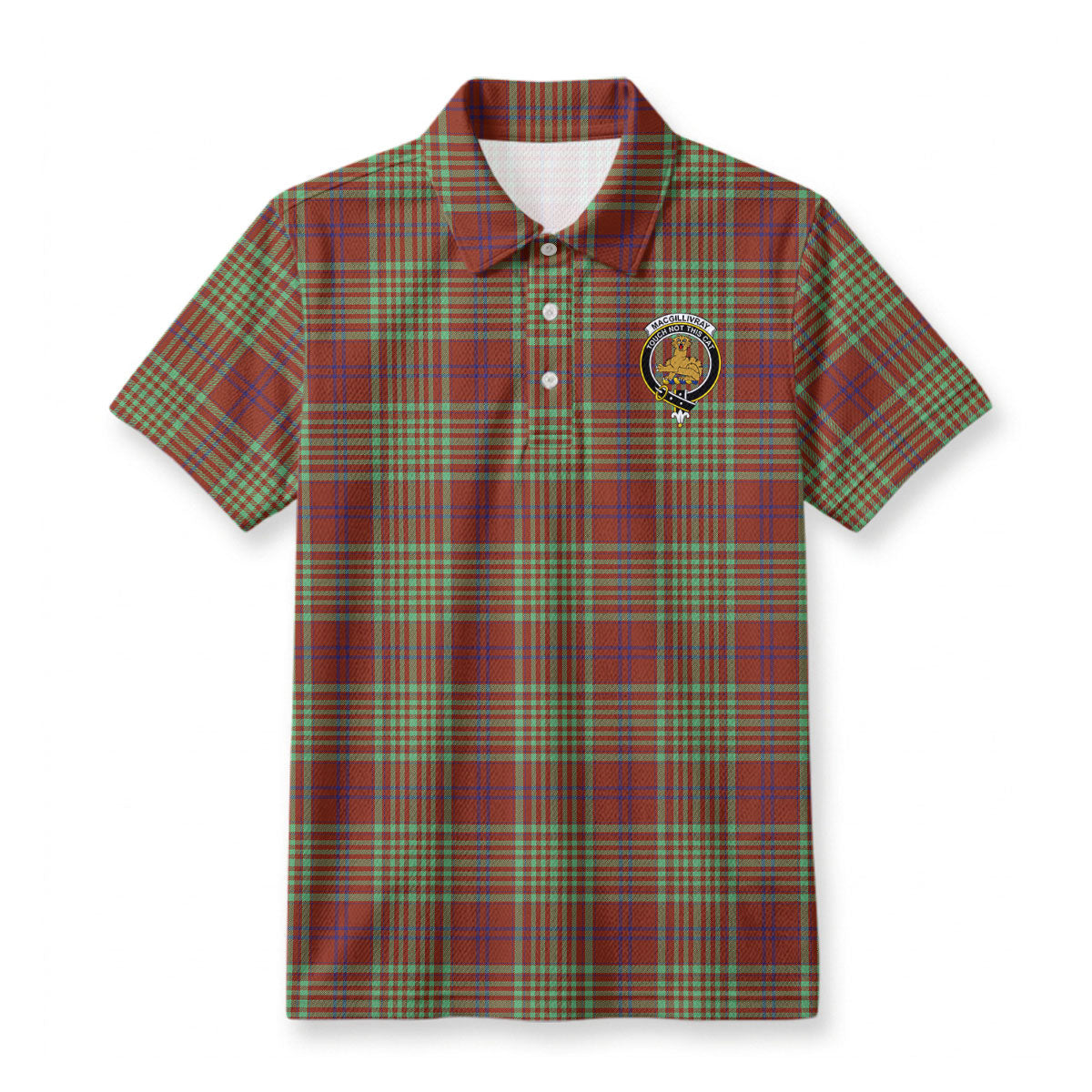 MacGillivray Hunting Ancient Tartan Crest Birdseye Mesh Polo Shirt
