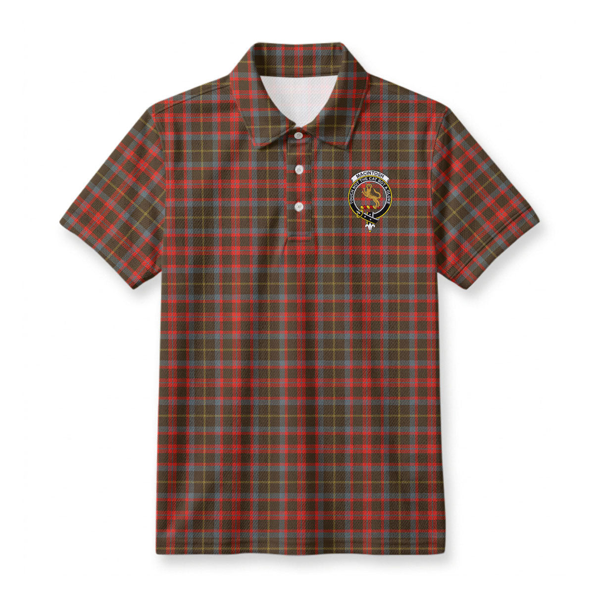 MacIntosh Hunting Weathered Tartan Crest Birdseye Mesh Polo Shirt