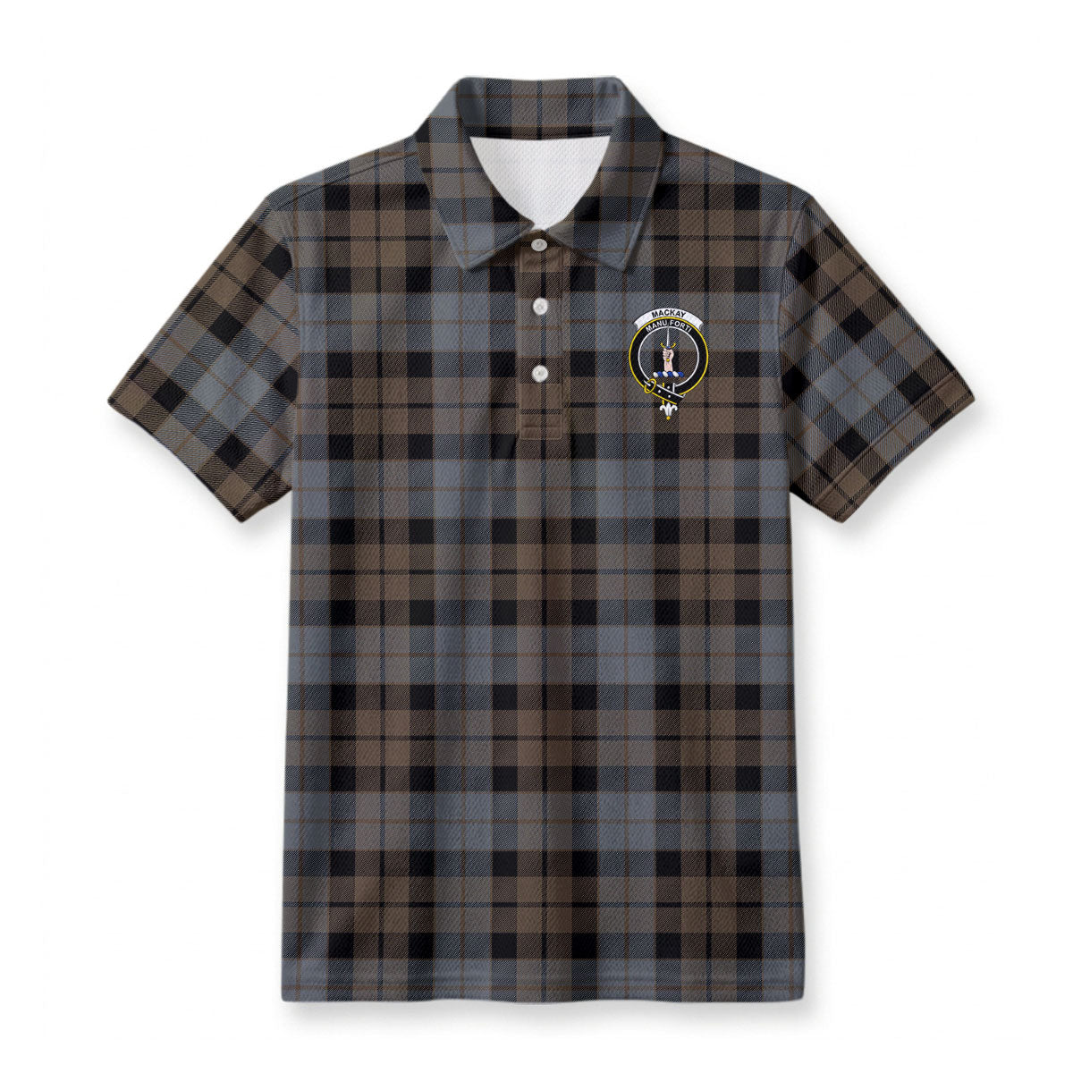 MacKay Weathered Tartan Crest Birdseye Mesh Polo Shirt