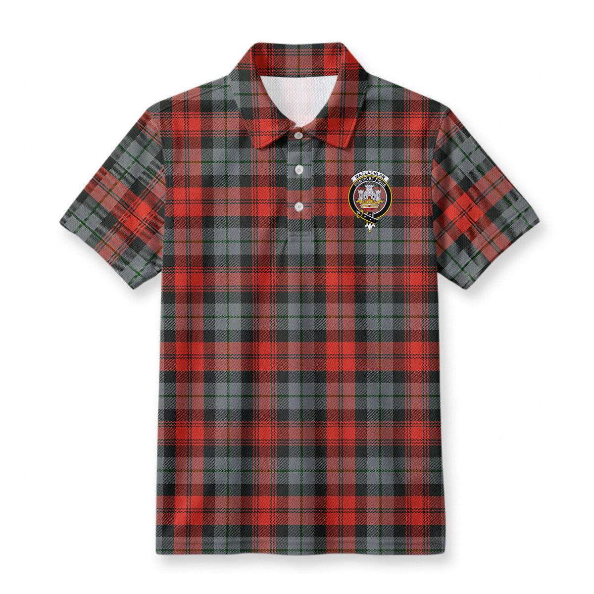 MacLachlan Weathered Tartan Crest Birdseye Mesh Polo Shirt