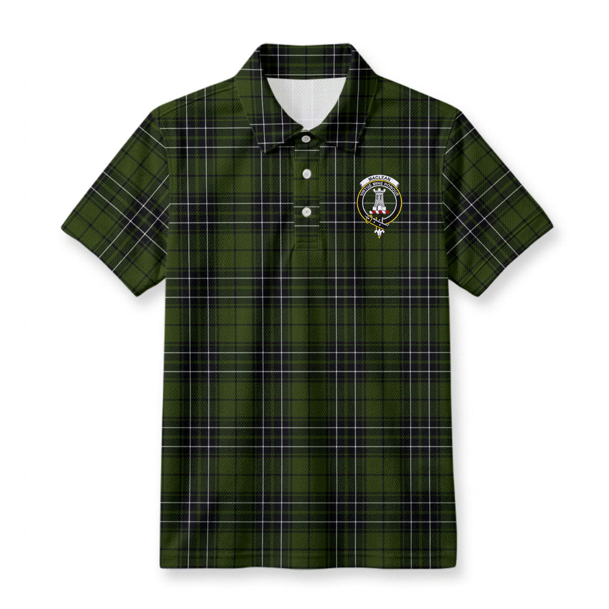MacLean Hunting Tartan Crest Birdseye Mesh Polo Shirt